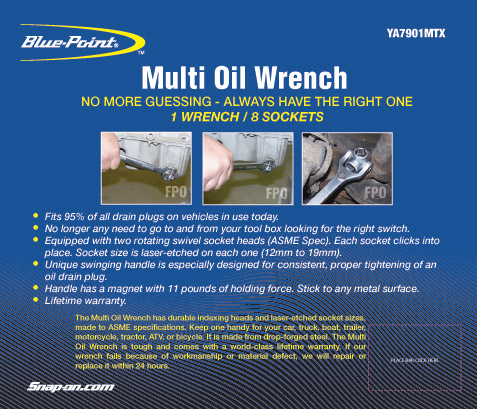 Multi Oil Wrench tube label for Blue-Point