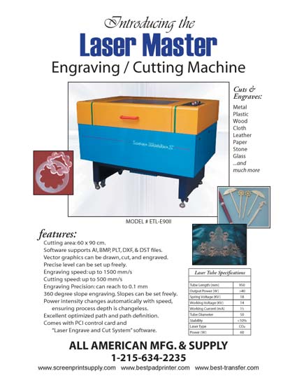 Flyer for introduction of the Laser Master digital laser cutter